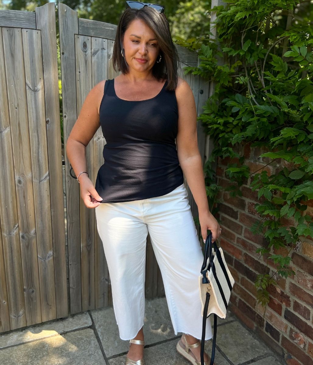 Black Cotton Rich Secret Support Vest Top
