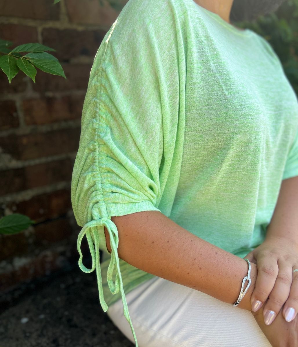 Green Ruched Sleeve Top