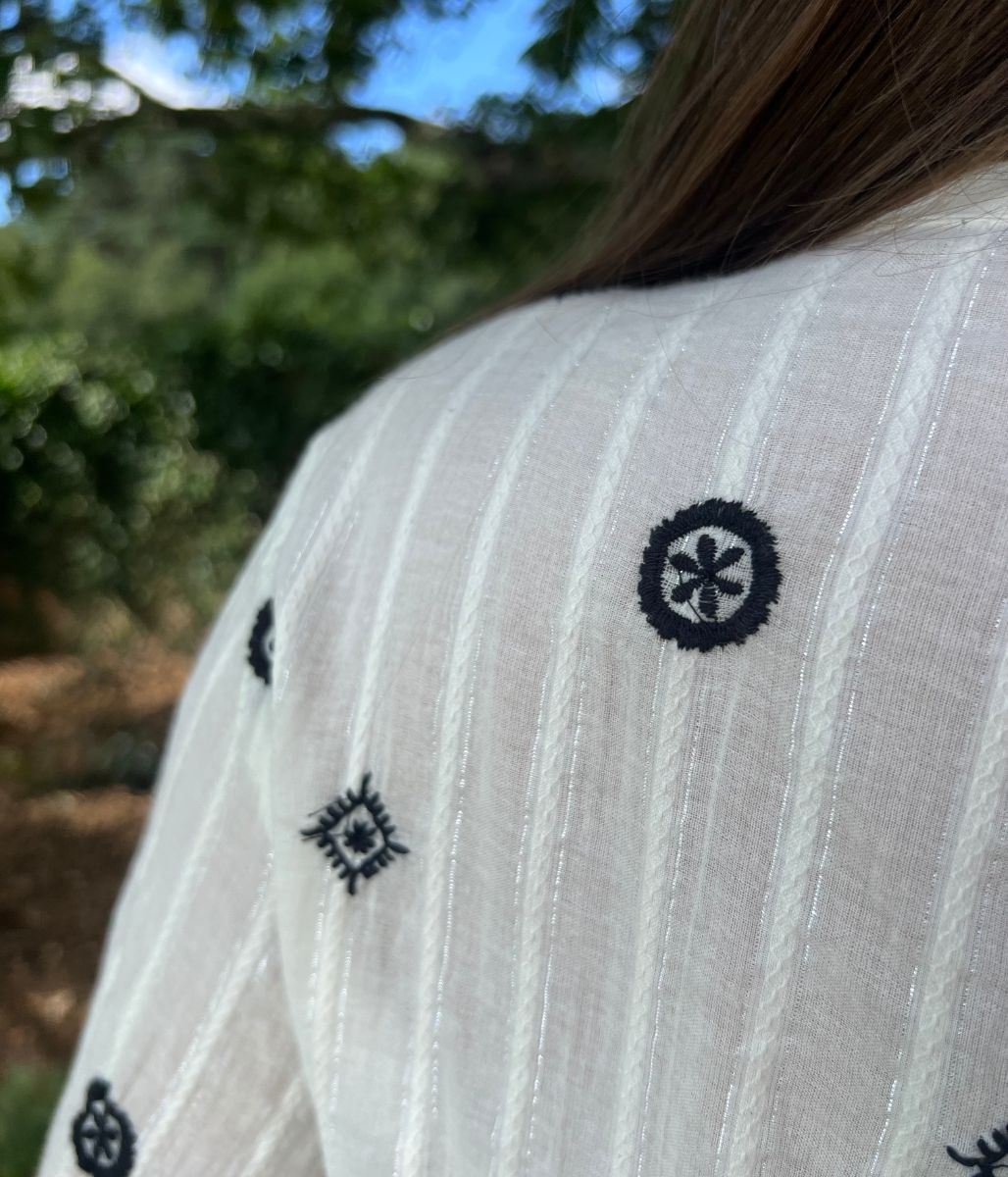 Ivory Boho Embroidered Detail Blouse
