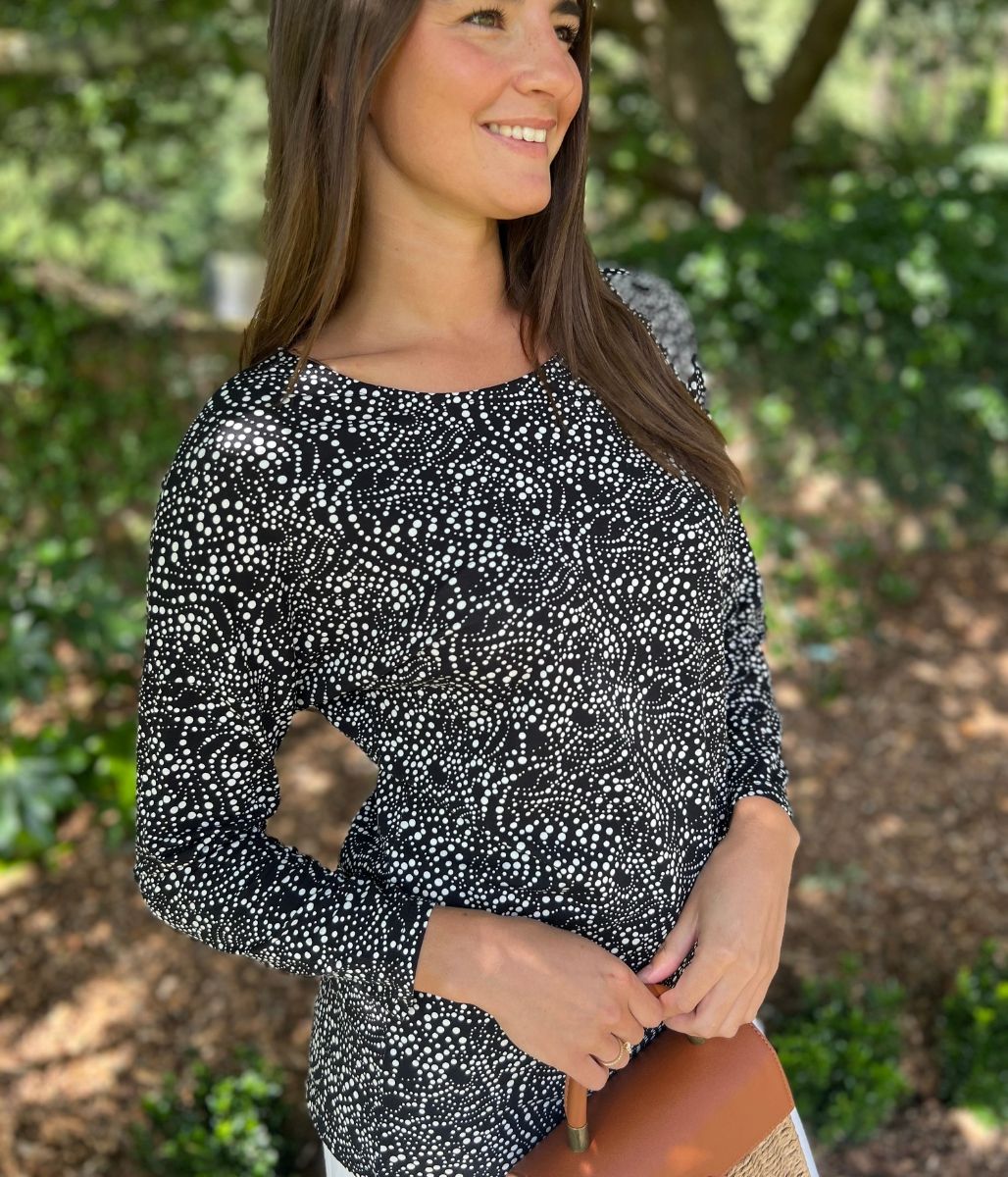 Spotted Relaxed V Back Top