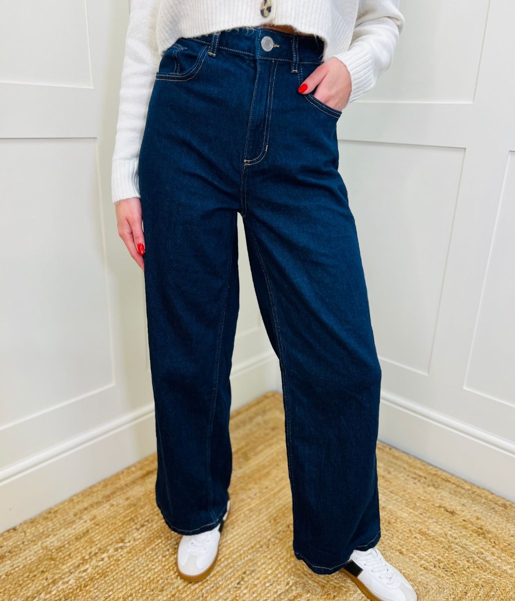 Indigo Denim Wide Leg Jeans-seconds