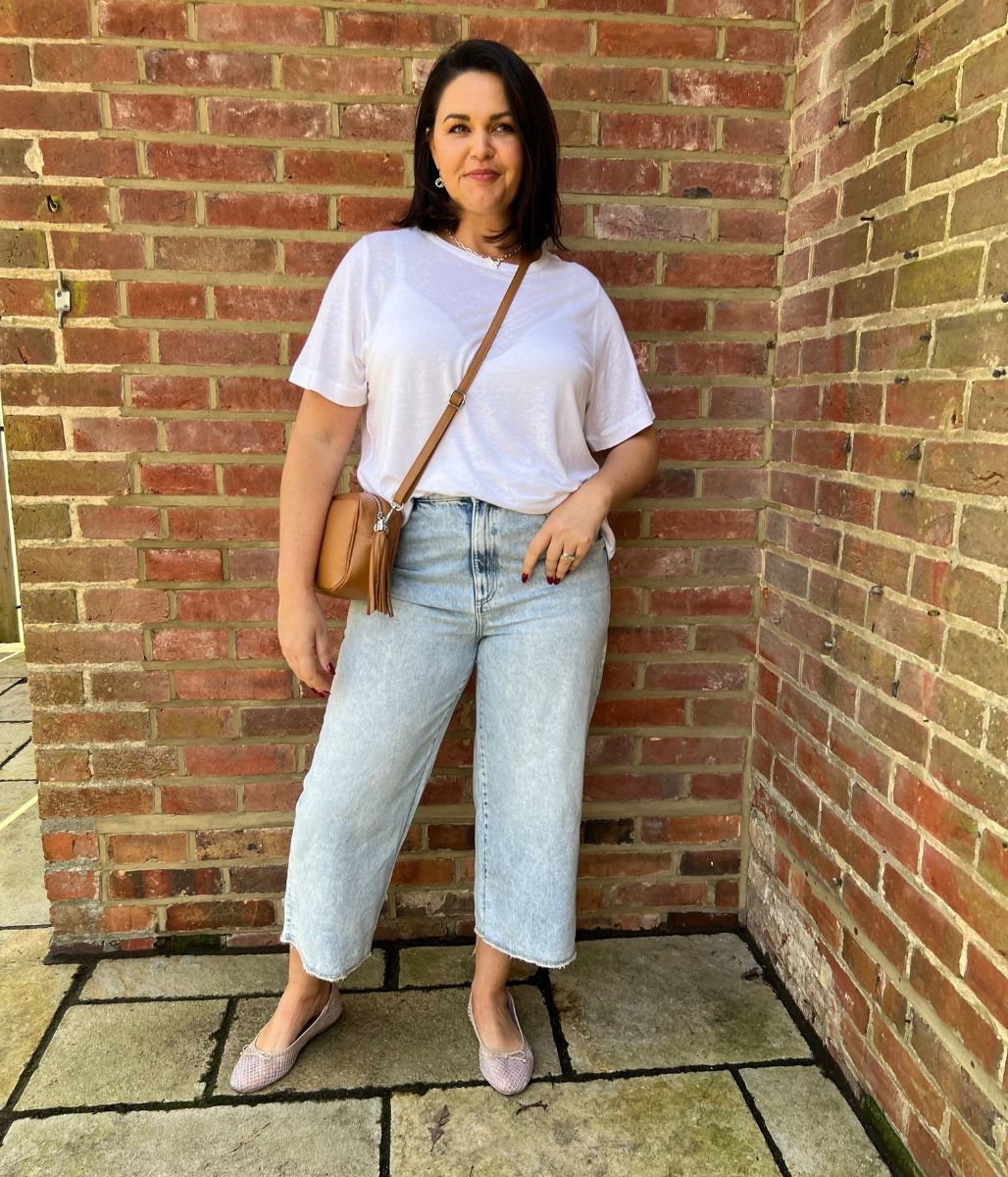 Light Wash Wide Leg Cropped Jeans