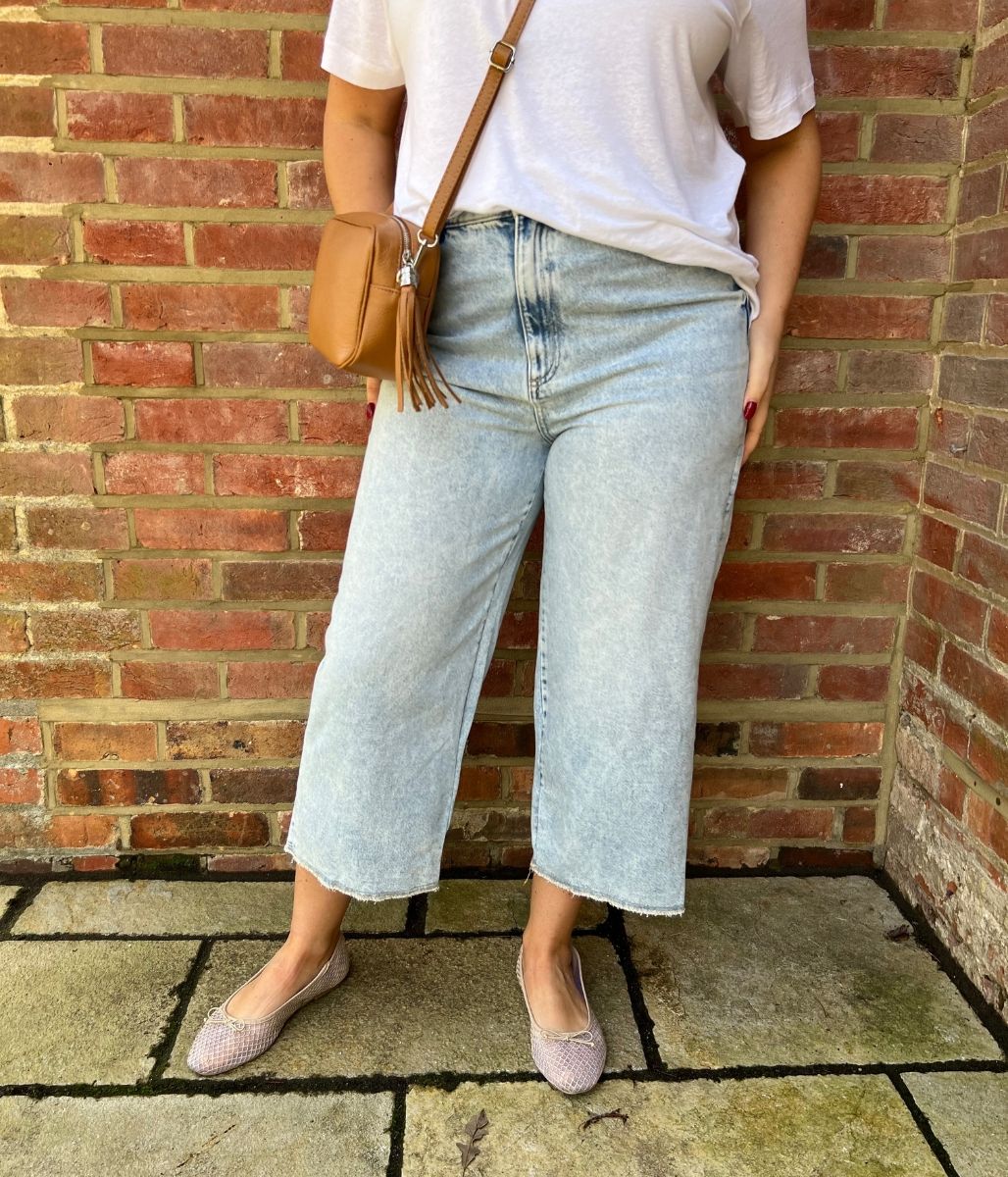 Light Wash Wide Leg Cropped Jeans