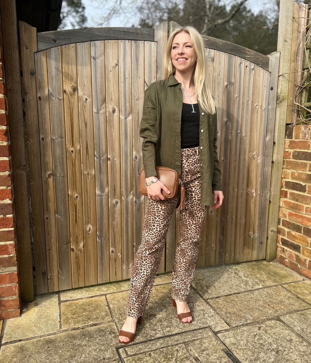 Leopard Print High Rise Straight Leg Jeans