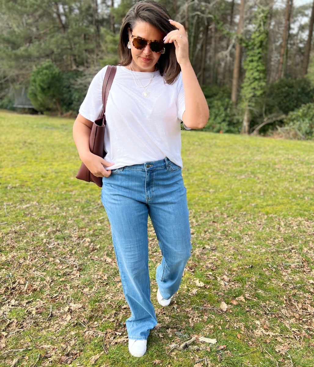 Blue High Waisted Flared Jeans