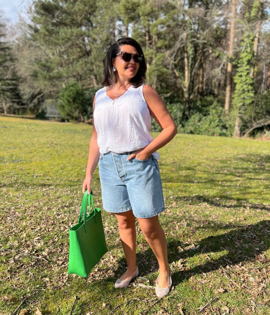 Light Wash High Rise Denim Shorts