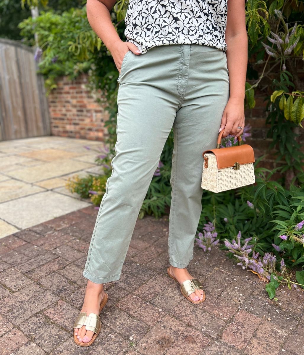 Khaki Cotton Rich Slim Fit Chino Trousers