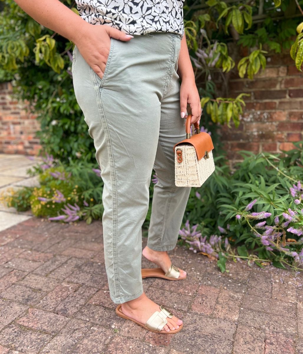 Khaki Cotton Rich Slim Fit Chino Trousers