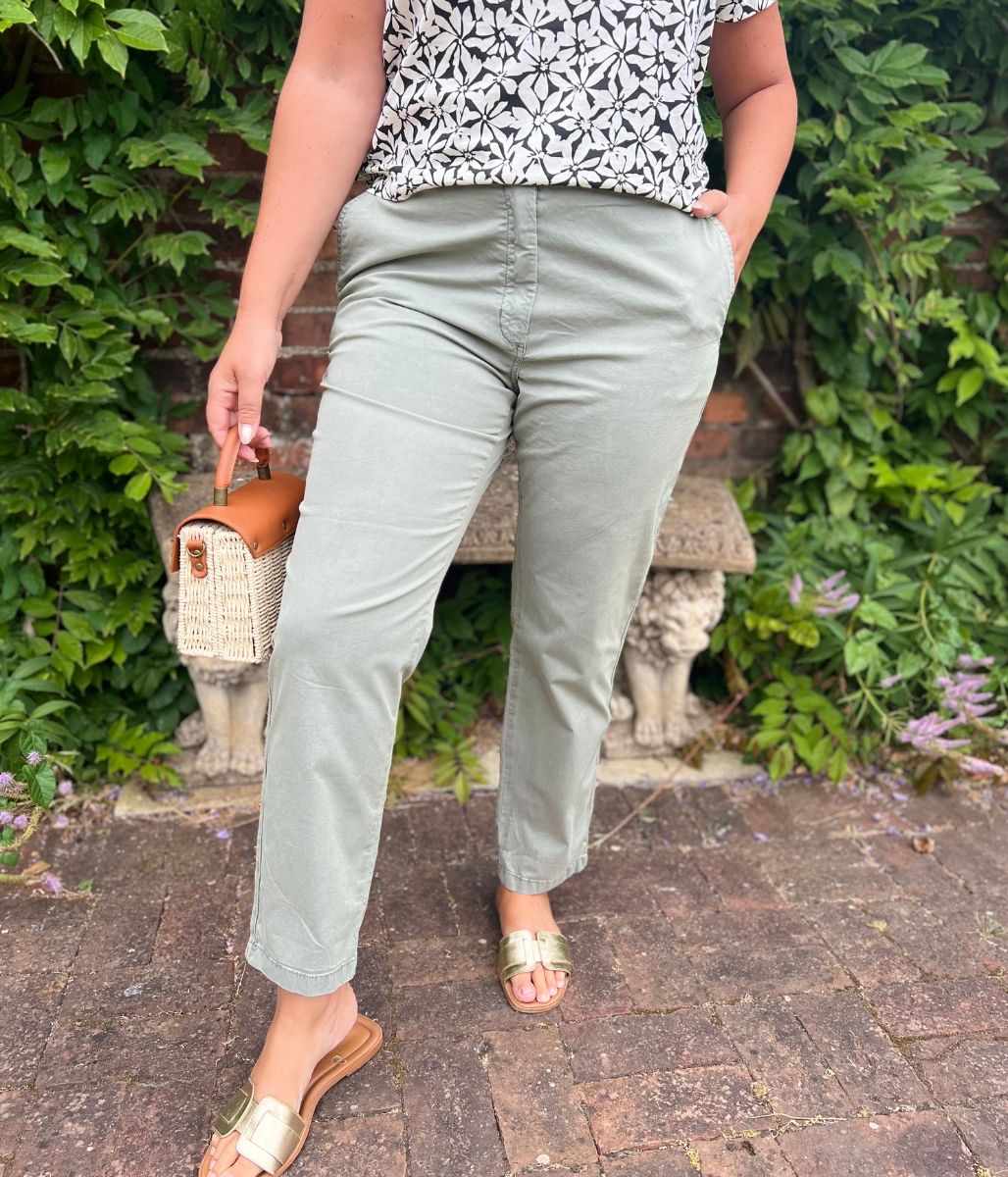 Khaki Cotton Rich Slim Fit Chino Trousers