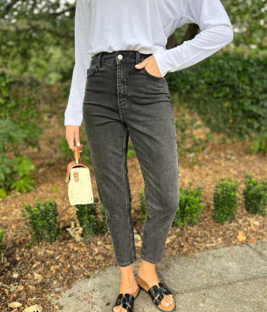 Washed Black Tori Slim Fit Mom Jeans