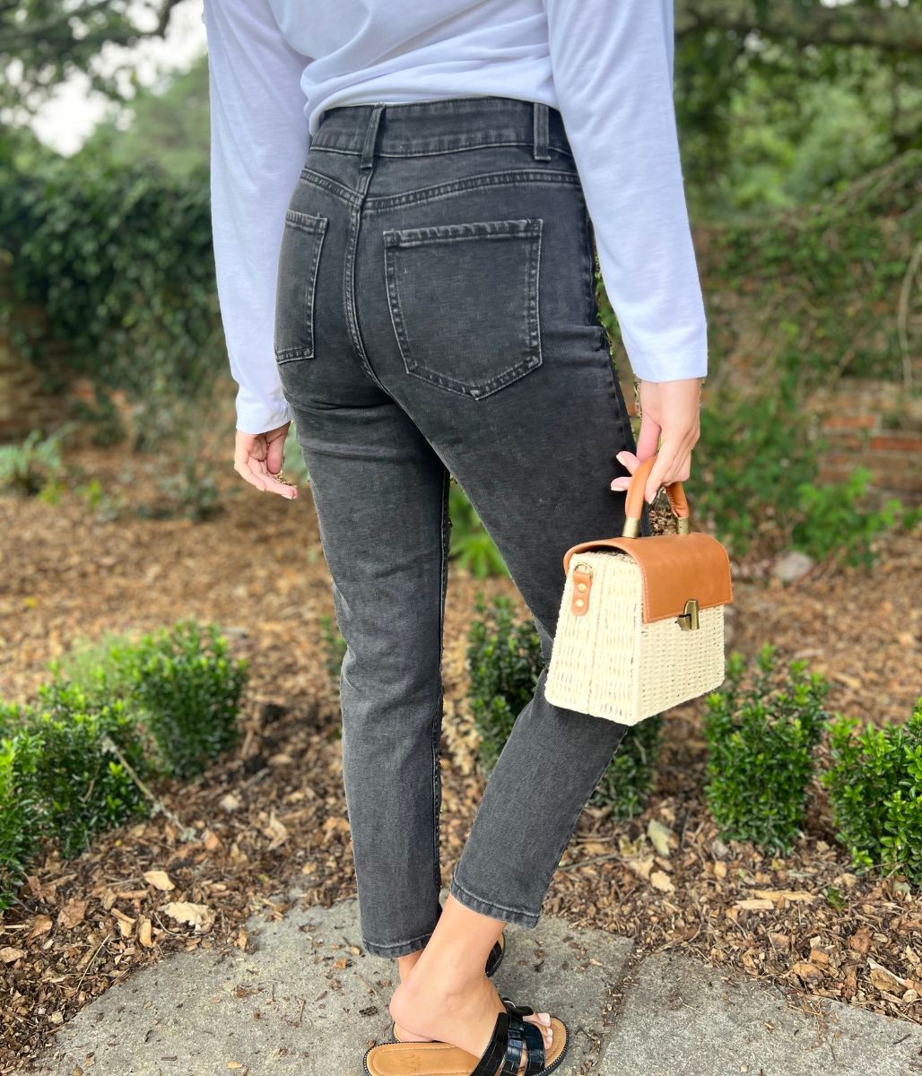 Washed Black Tori Slim Fit Mom Jeans