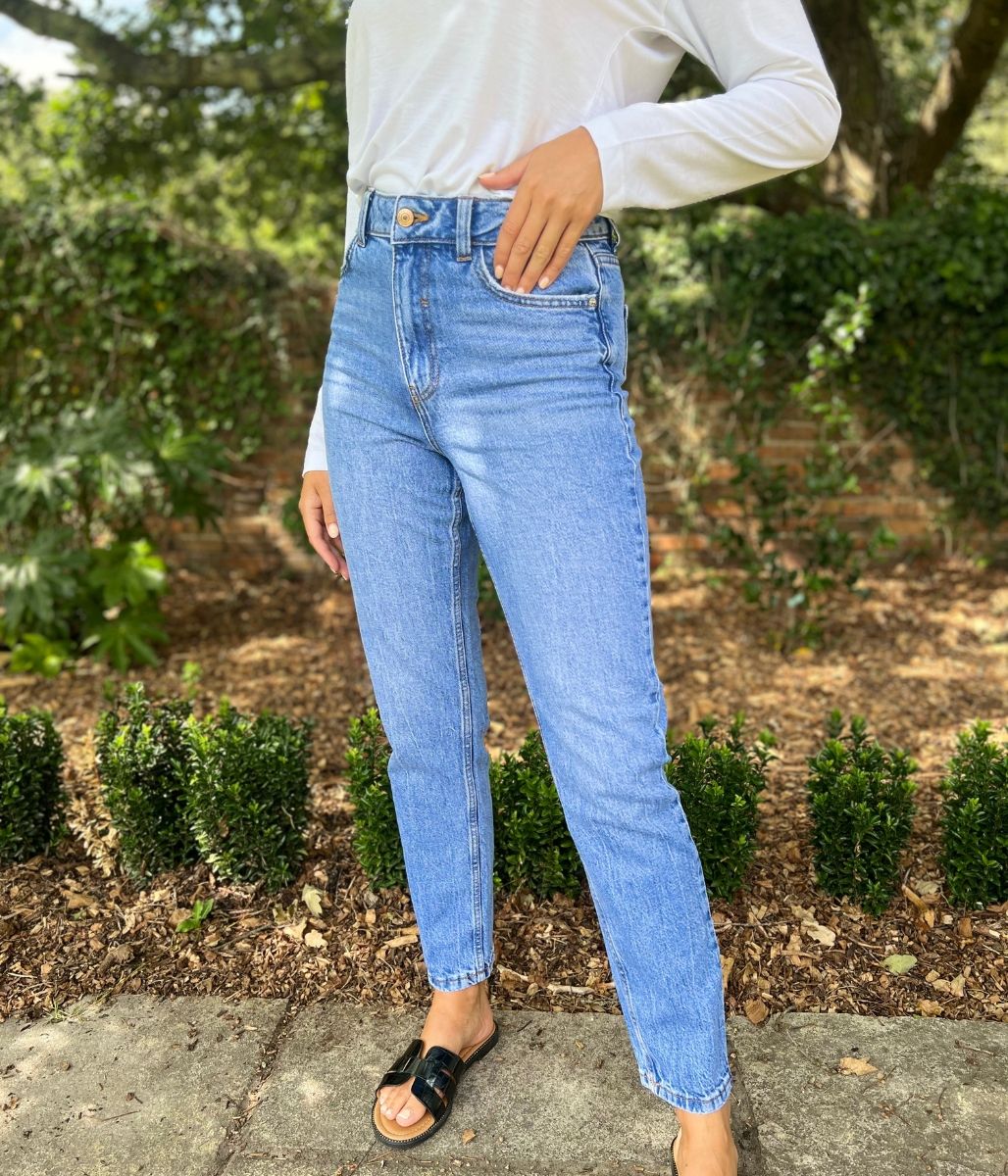 Blue Tori Slim Fit Mom Jeans