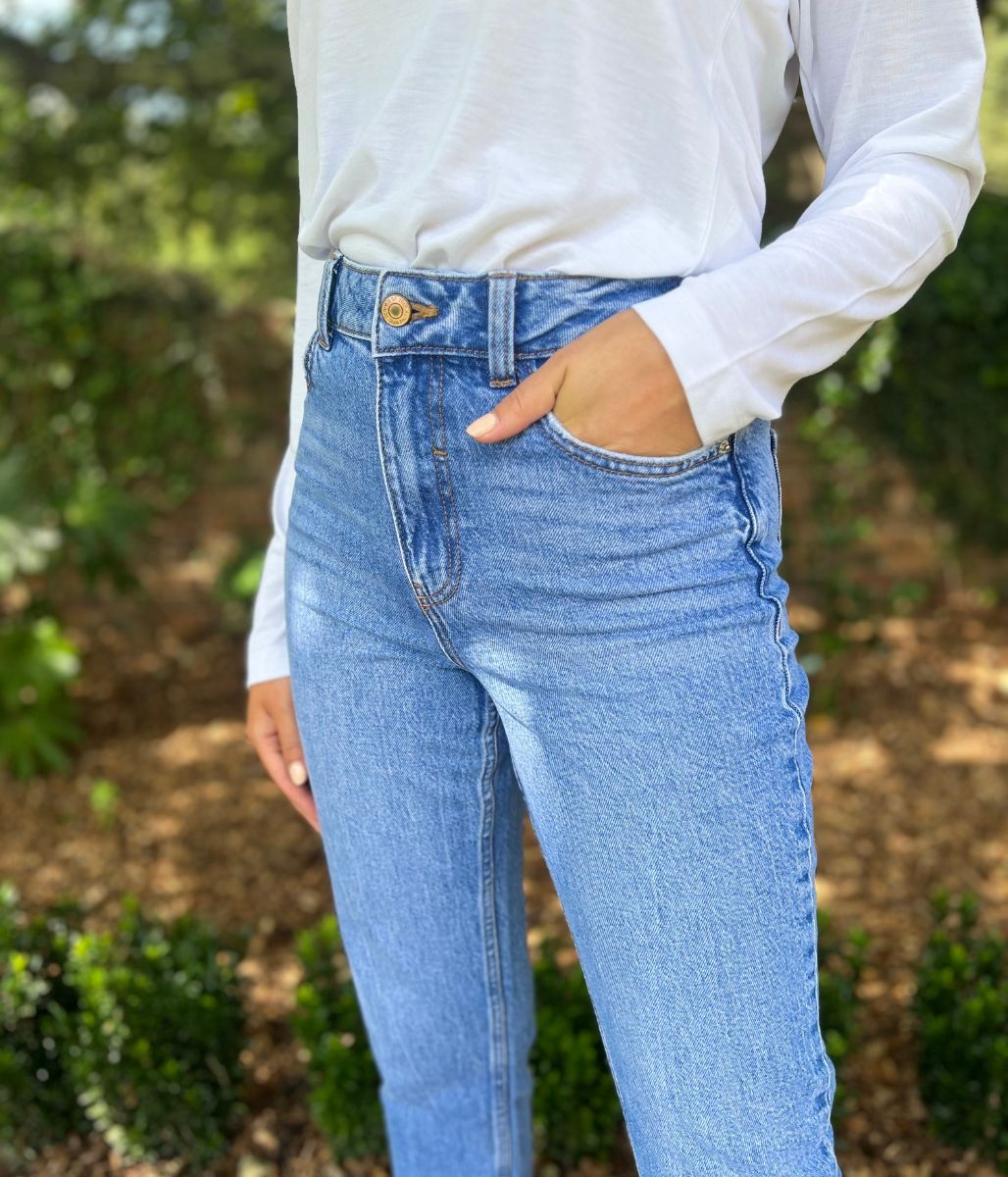 Blue Tori Slim Fit Mom Jeans