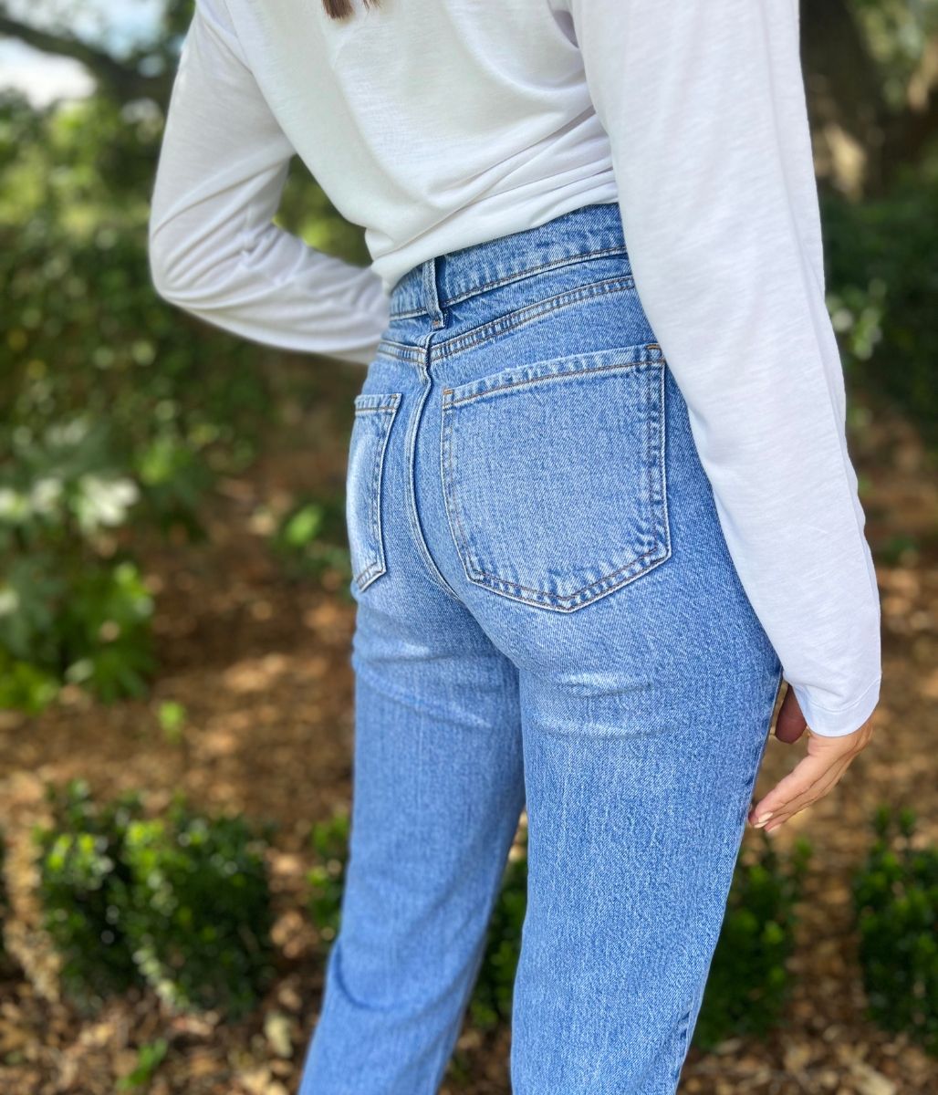 Blue Tori Slim Fit Mom Jeans
