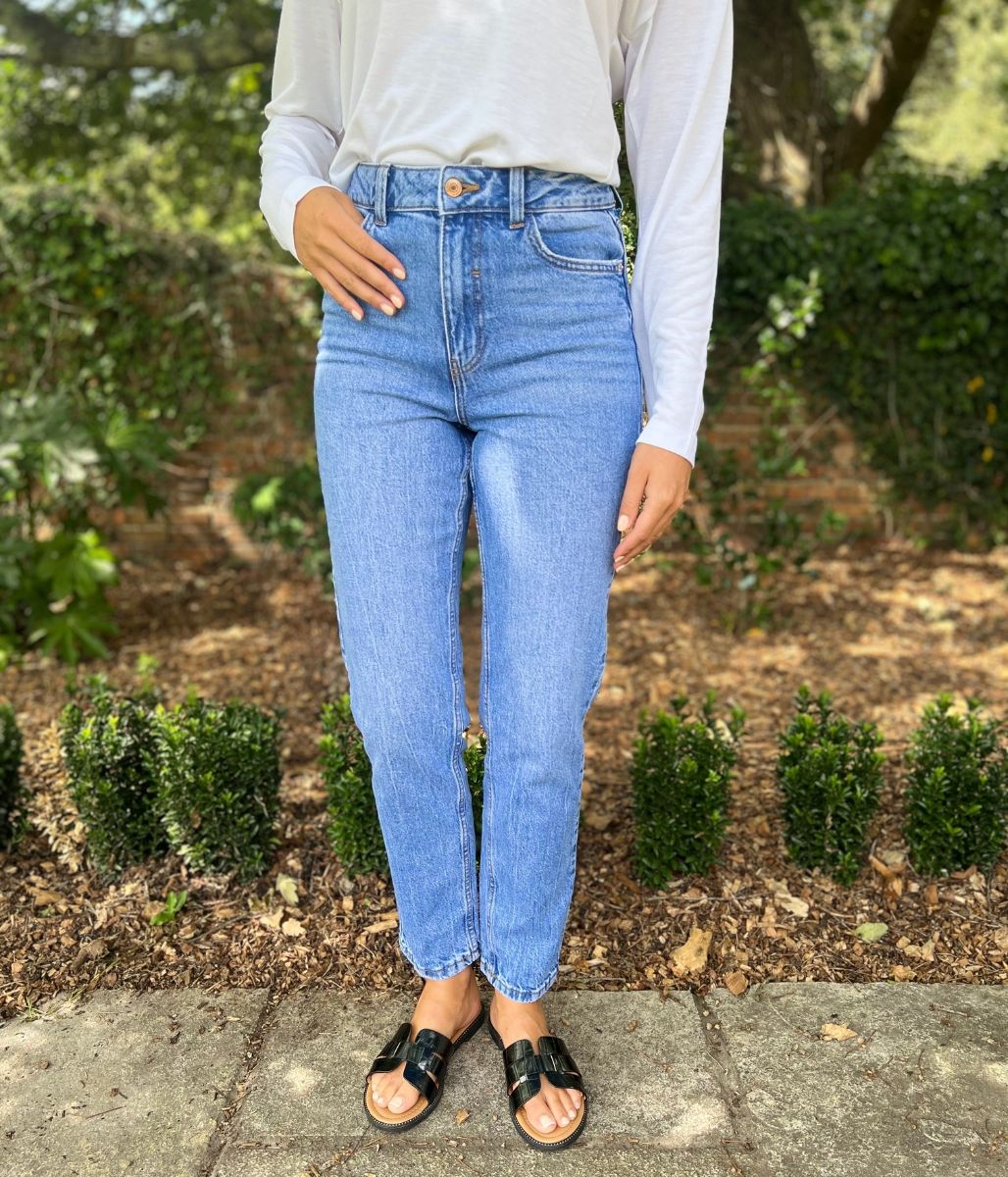Blue Tori Slim Fit Mom Jeans