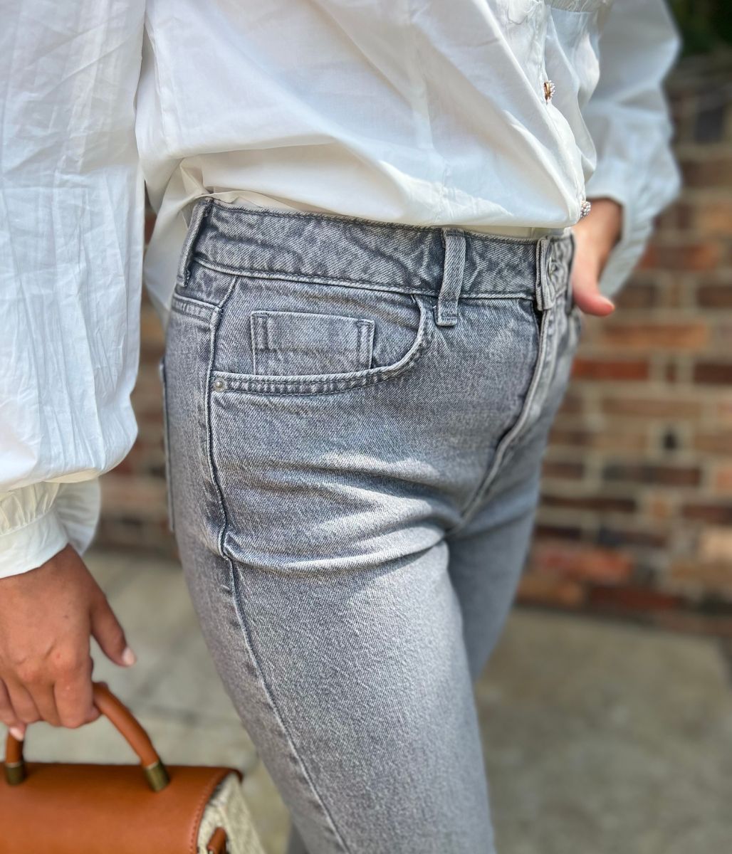 Light Grey Hannah Straight Leg Ankle Grazer Jeans