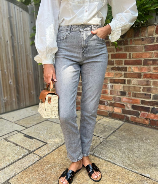 Light Grey Hannah Straight Leg Ankle Grazer Jeans