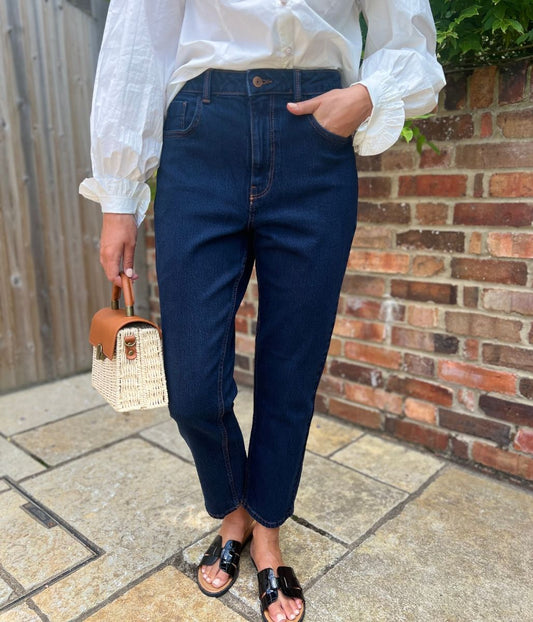 Indigo Hannah Straight Leg Ankle Grazer Jeans