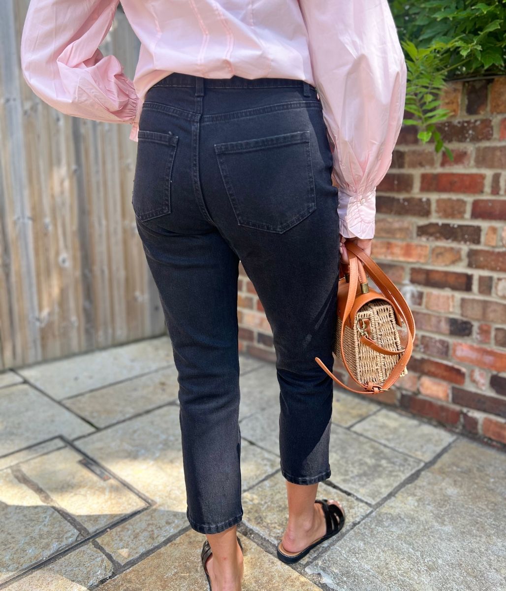 Black Hannah Straight Leg Ankle Grazer Jeans