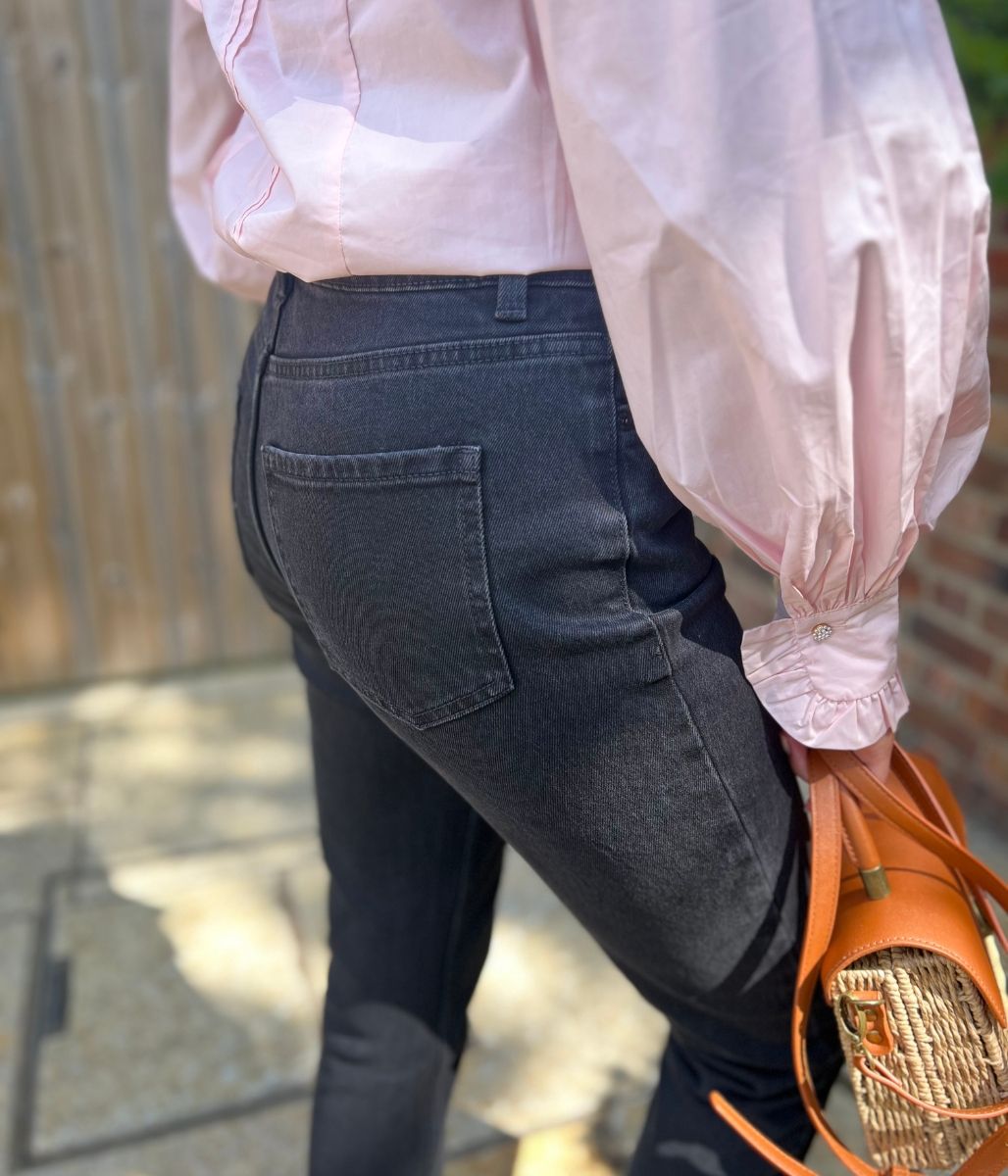 Black Hannah Straight Leg Ankle Grazer Jeans
