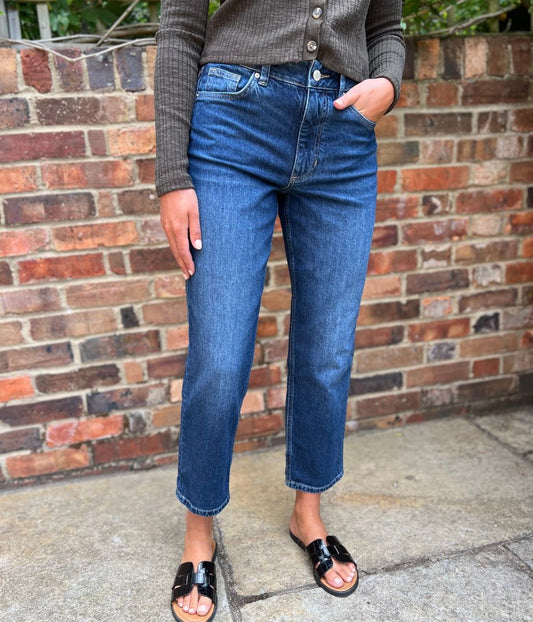 Mid Denim Girlfriend Turn Up Jeans