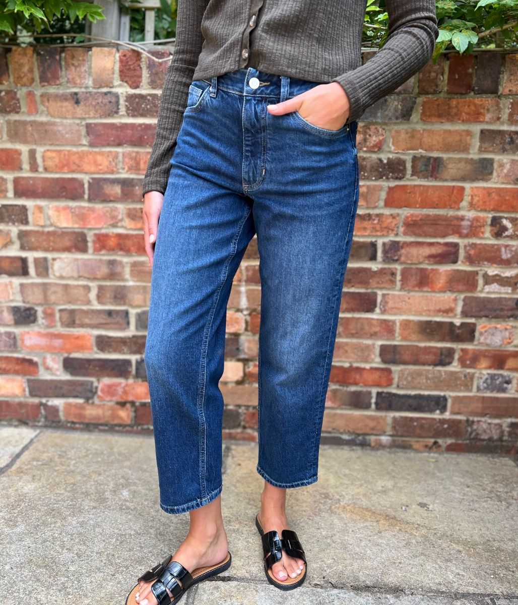 Mid Denim Girlfriend Turn Up Jeans