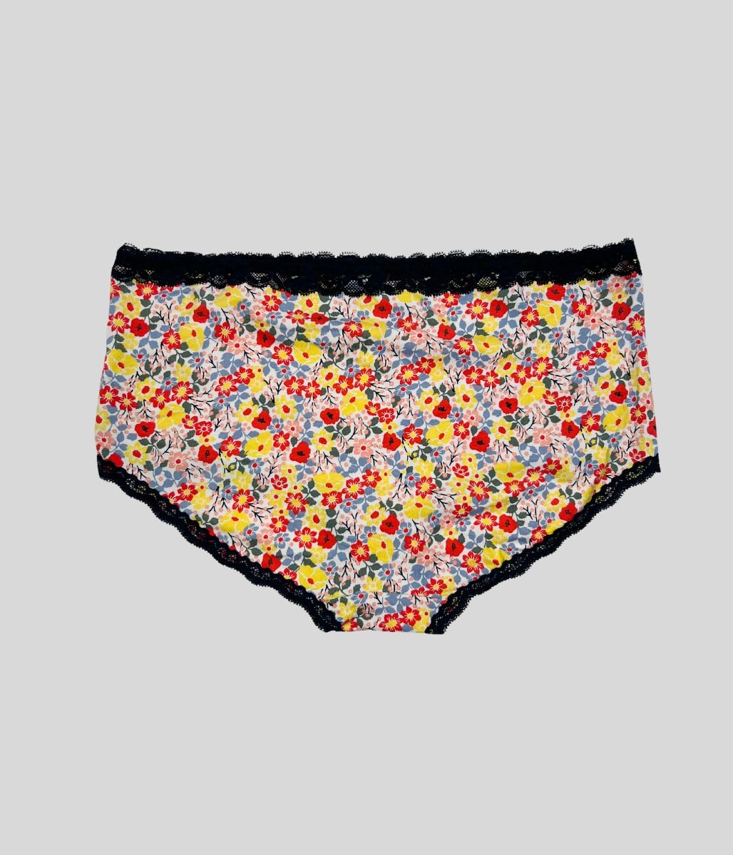 Floral Lace Trim Midi Briefs