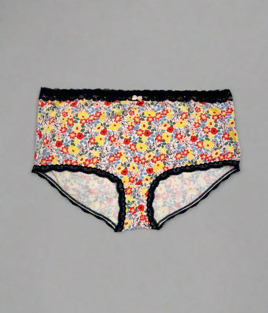 Floral Lace Trim Midi Briefs