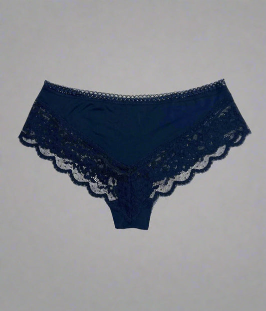 Navy Lace Trim Midi Briefs