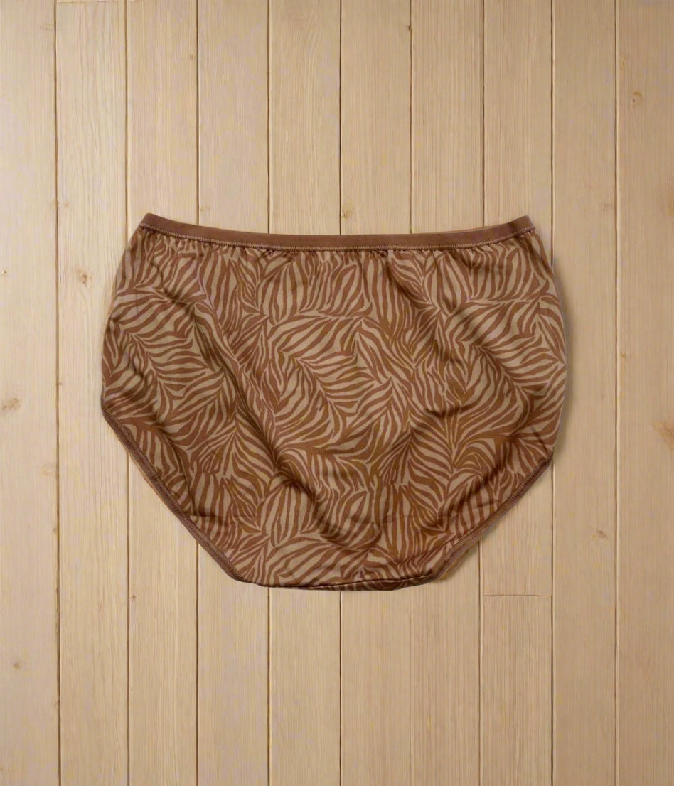 Tan 5 Pack Zebra Print Full Briefs