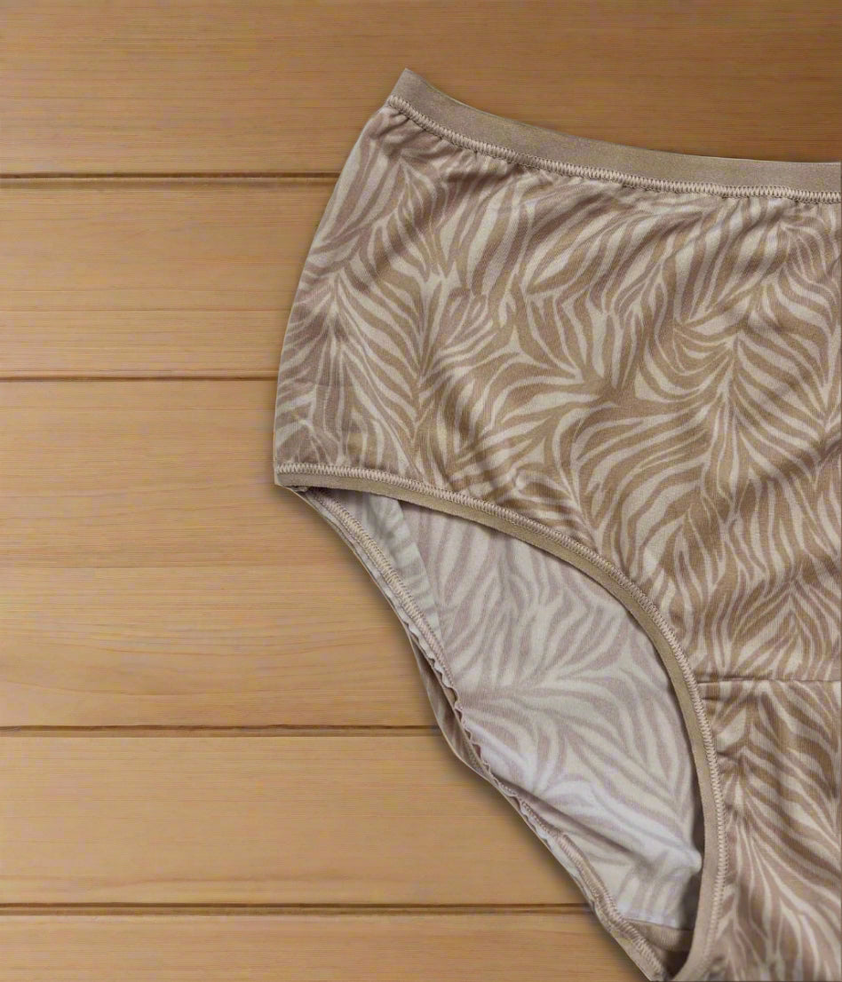 Natural 5 Pack Zebra Print Full Briefs