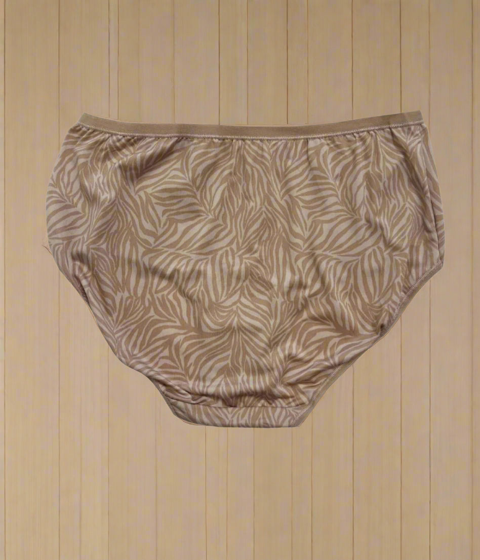 Natural 5 Pack Zebra Print Full Briefs